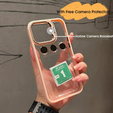 Luxury Camera Lens Flip Bracket Stand Case For iPhone 15 & iPhone 14 Series