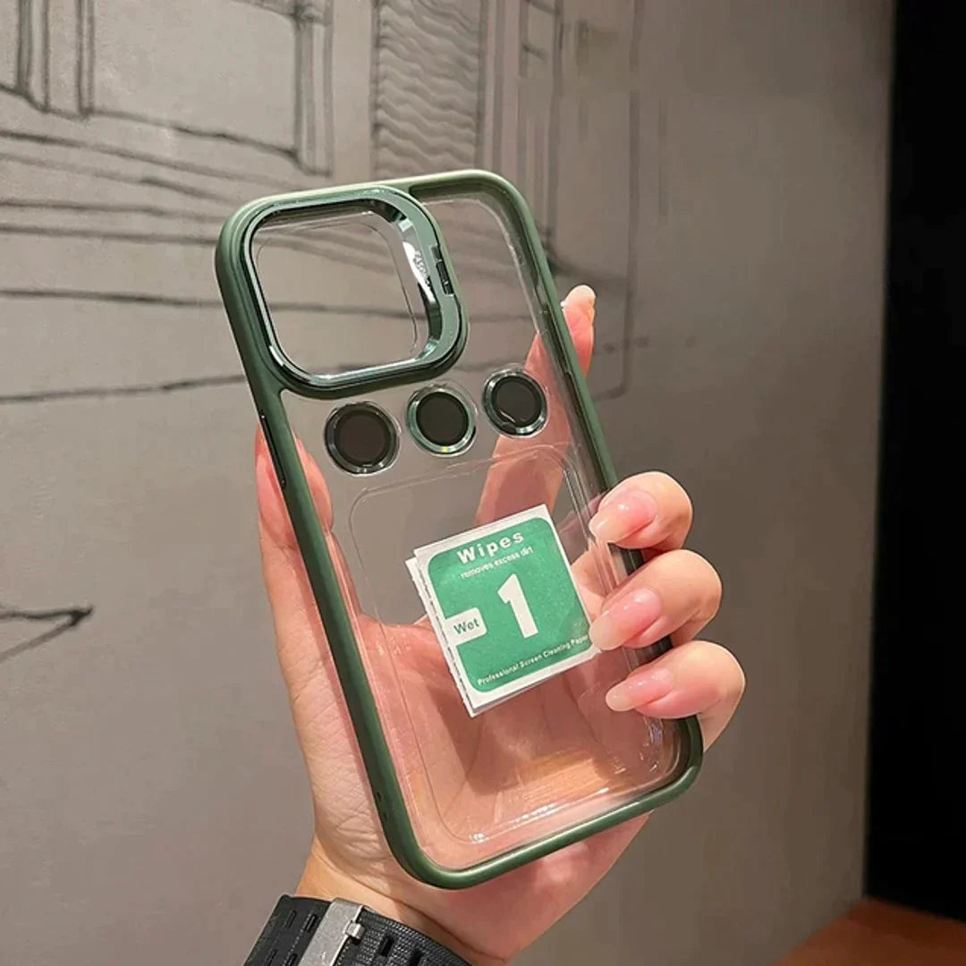 Luxury Camera Lens Flip Bracket Stand Case For iPhone 15 & iPhone 14 Series