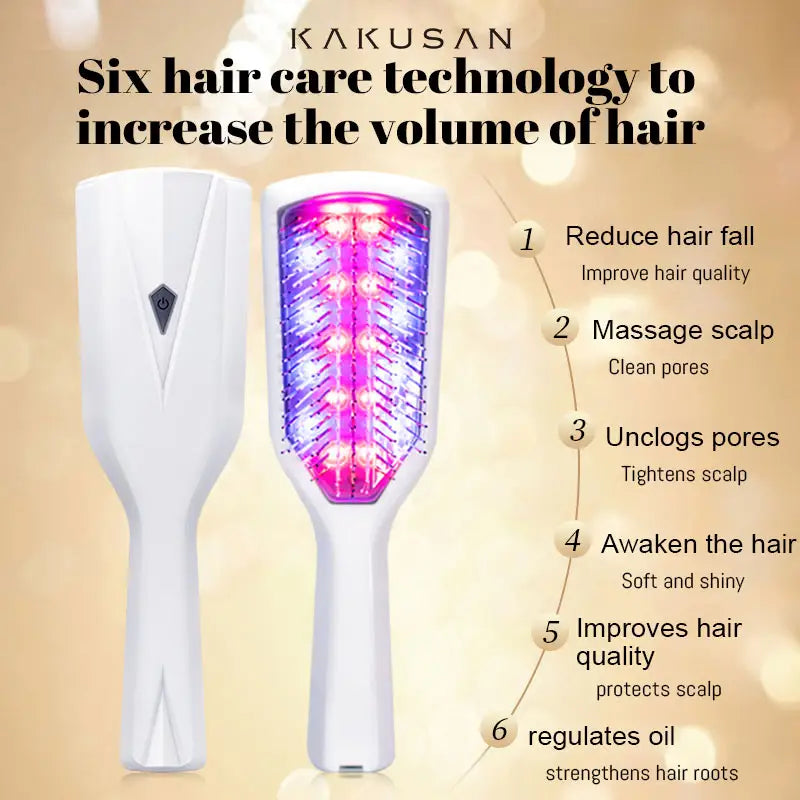 LED Hair Growth Brush Red blue light vibration hair growth comb