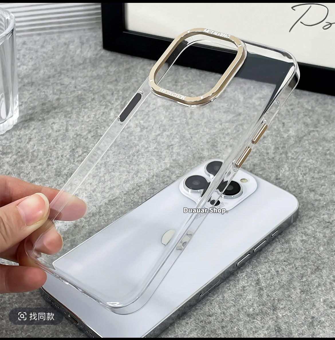 Anti Yellow PC Metal Transparent iPhone Case