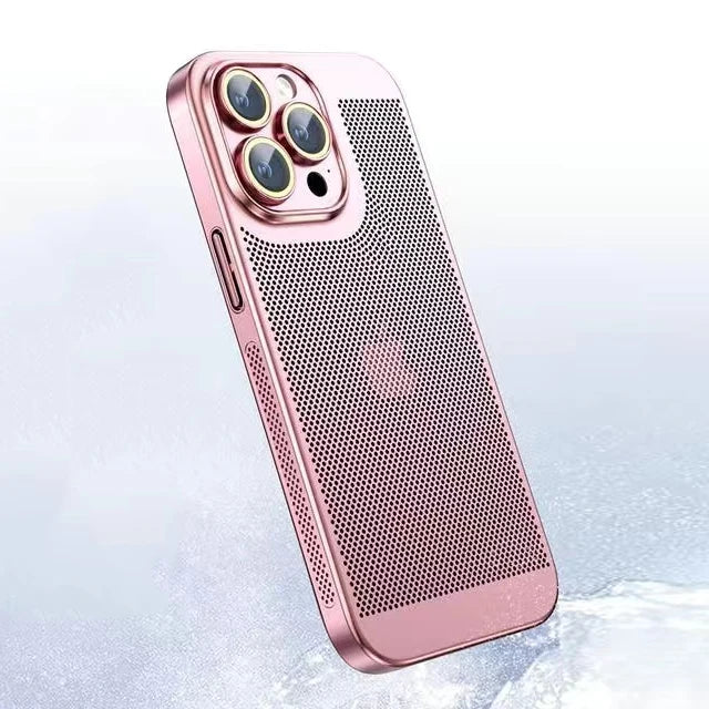 Latest Titanium Ultra-thin Ice Sense Cooling Mesh Phone Case For iPhone