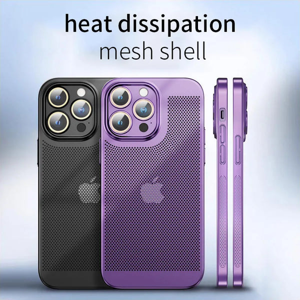 Latest Titanium Ultra-thin Ice Sense Cooling Mesh Phone Case For iPhone