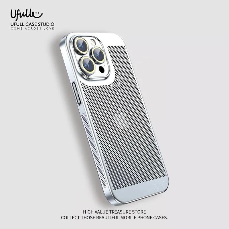 Latest Titanium Ultra-thin Ice Sense Cooling Mesh Phone Case For iPhone