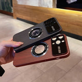 Wood Grain Large Window Magnetic Case For iPhone