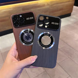 Wood Grain Large Window Magnetic Case For iPhone 15 Series