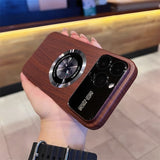 Wood Grain Large Window Magnetic Case For iPhone 15 Series