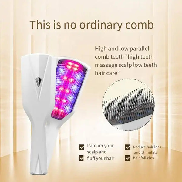 LED Hair Growth Brush Red blue light vibration hair growth comb