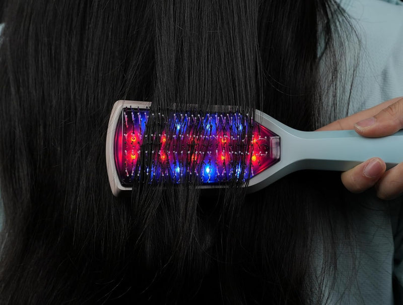 LED Hair Growth Brush Red blue light vibration hair growth comb