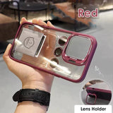 Luxury Camera Lens Flip Bracket Stand Case For iPhone 15 & iPhone 14 Series